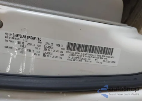 2012 Dodge Grand Caravan Sxt z USA, uszkodzony, nr VIN 2C4RDGCG1CR242335